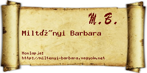 Miltényi Barbara névjegykártya